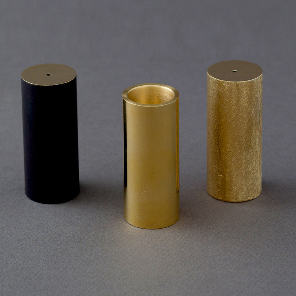 Polished & filed brass candle ~ inscense holder