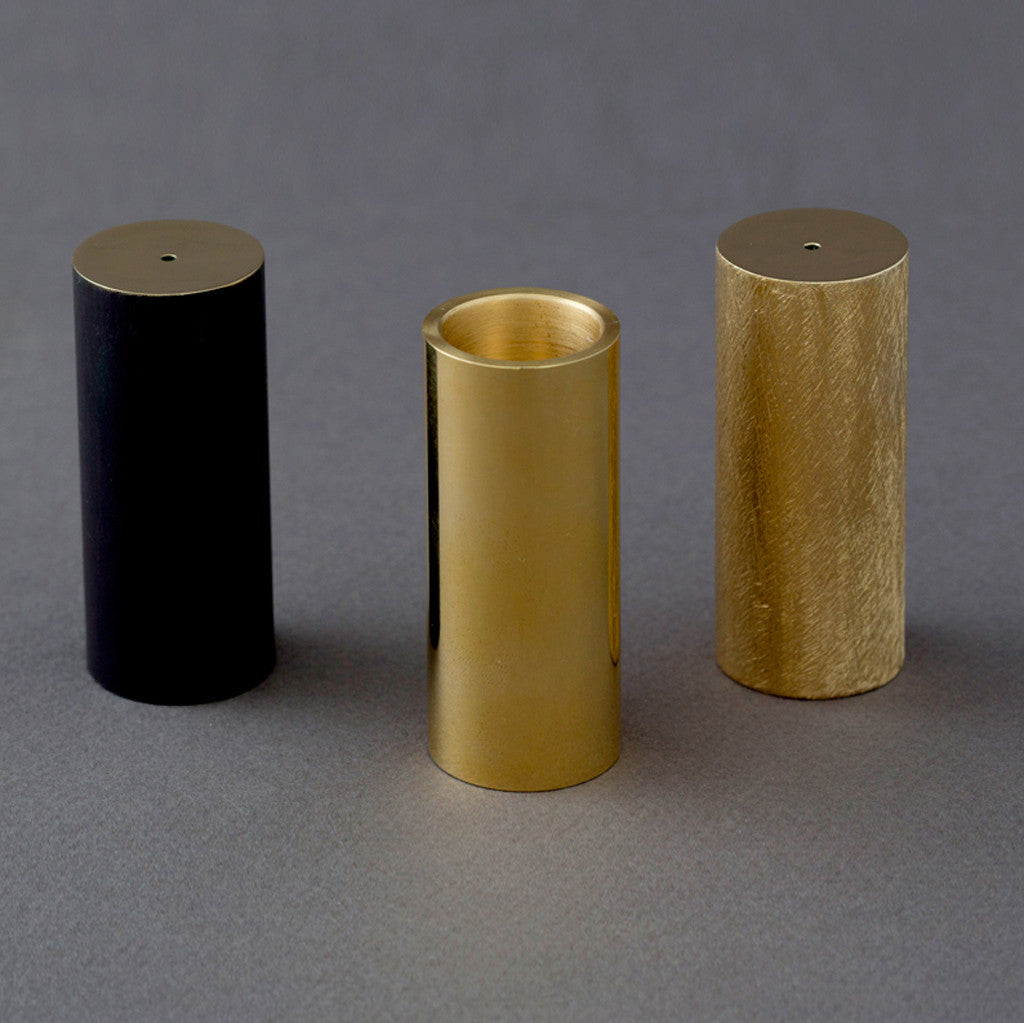 Patinated crossfiled brass candle ~ inscense holder